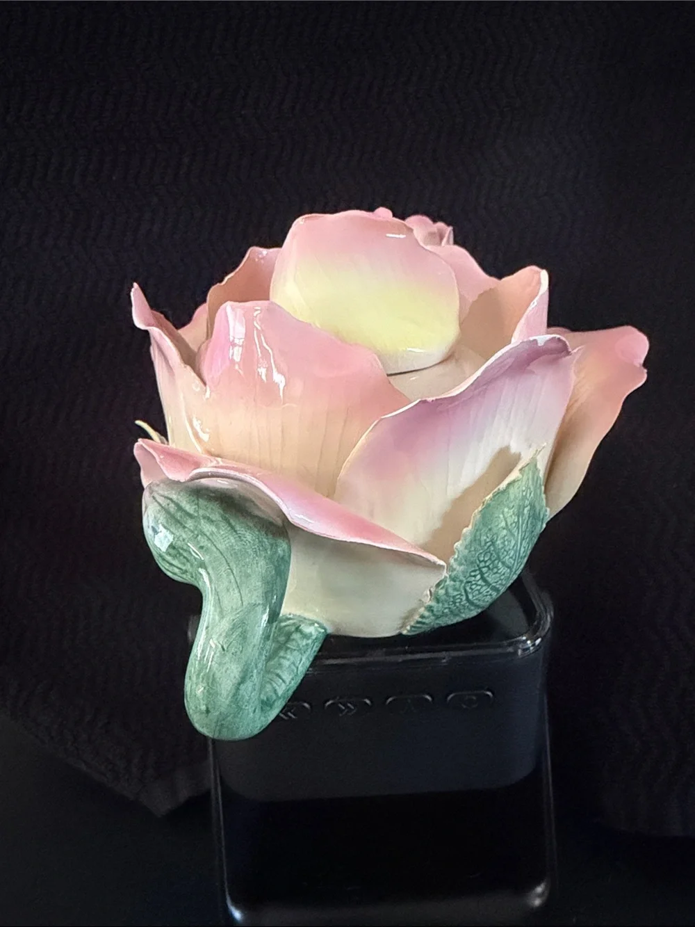 Handcrafted Pink and Cream Porcelain Flower Teapot w/Lid